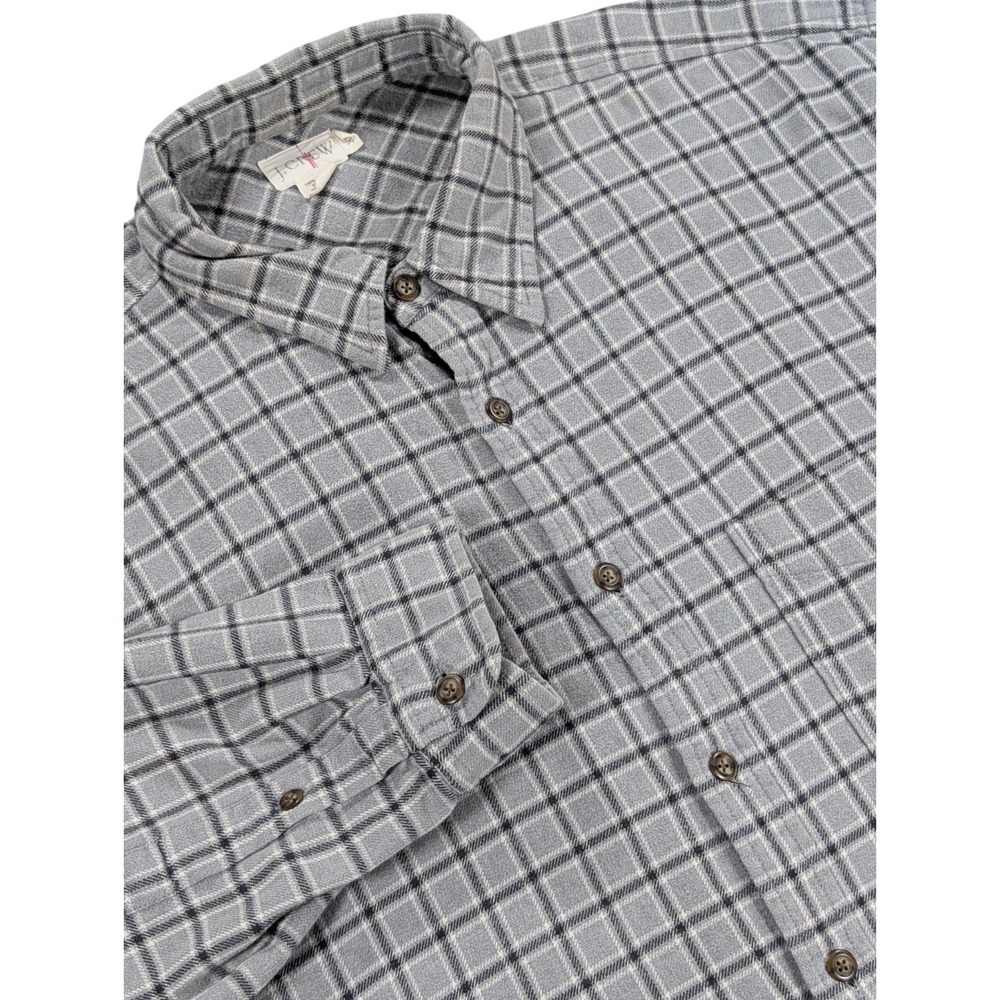 J. Crew Oursman Flannel Shirt Mens XL Gray Plaid Cotton Button Down Vintage